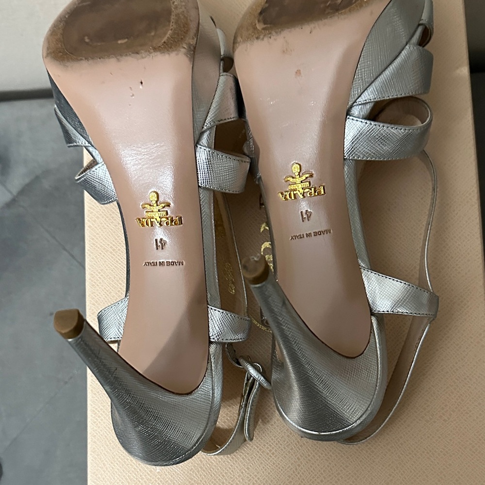 Prada Silver Strappy Heels - Picture 9 of 16